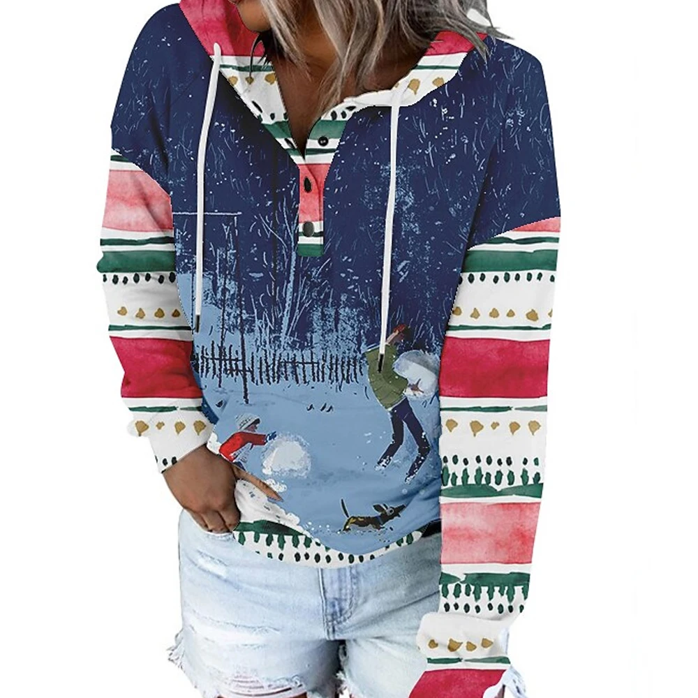 

Christmas Gifts Hoodie Women Fashion Vintage Hoodies Women Sweats Christmas Bear Hoodie Long Sleeve Pullovers Snowflake Coats