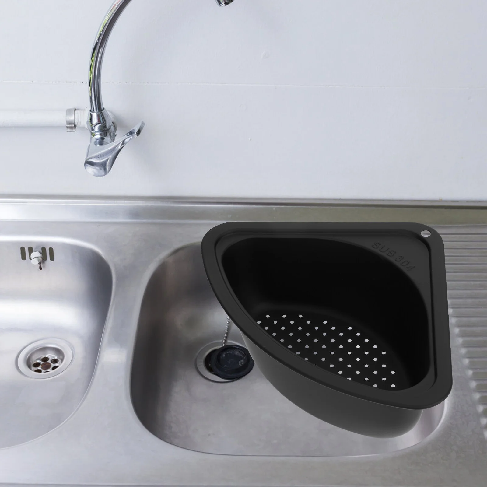 

Stainless Steel Sink Food Corner Drain Basket Strainer Filter Kitchen Caddy Triangle