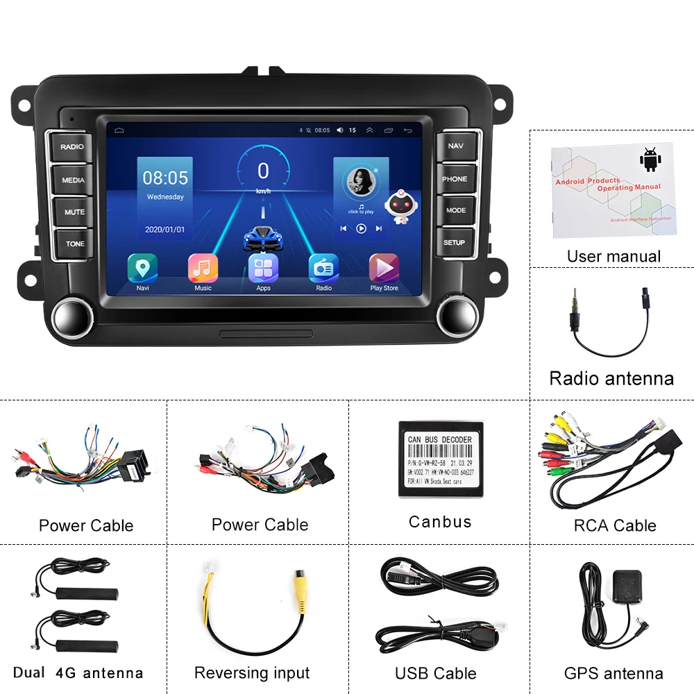 Автомагнитола Hikity мультимедийный плеер на Android с 7 &quotзвуком ии для Skoda Octavia Golf 5 6