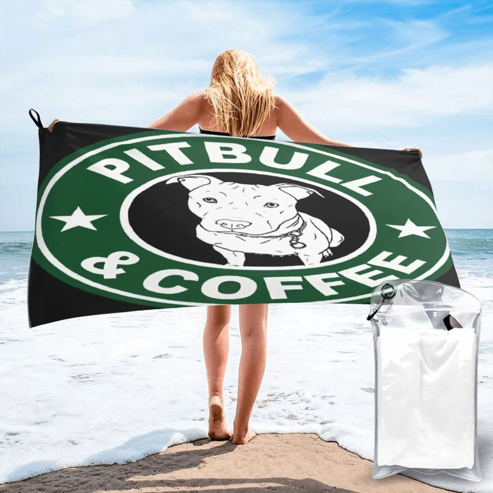 

Пляжное полотенце с круглым вырезом для питбуля и кофе, домашнее кухонное полотенце для ванной и сауны, кухонное полотенце из микрофибры, по...