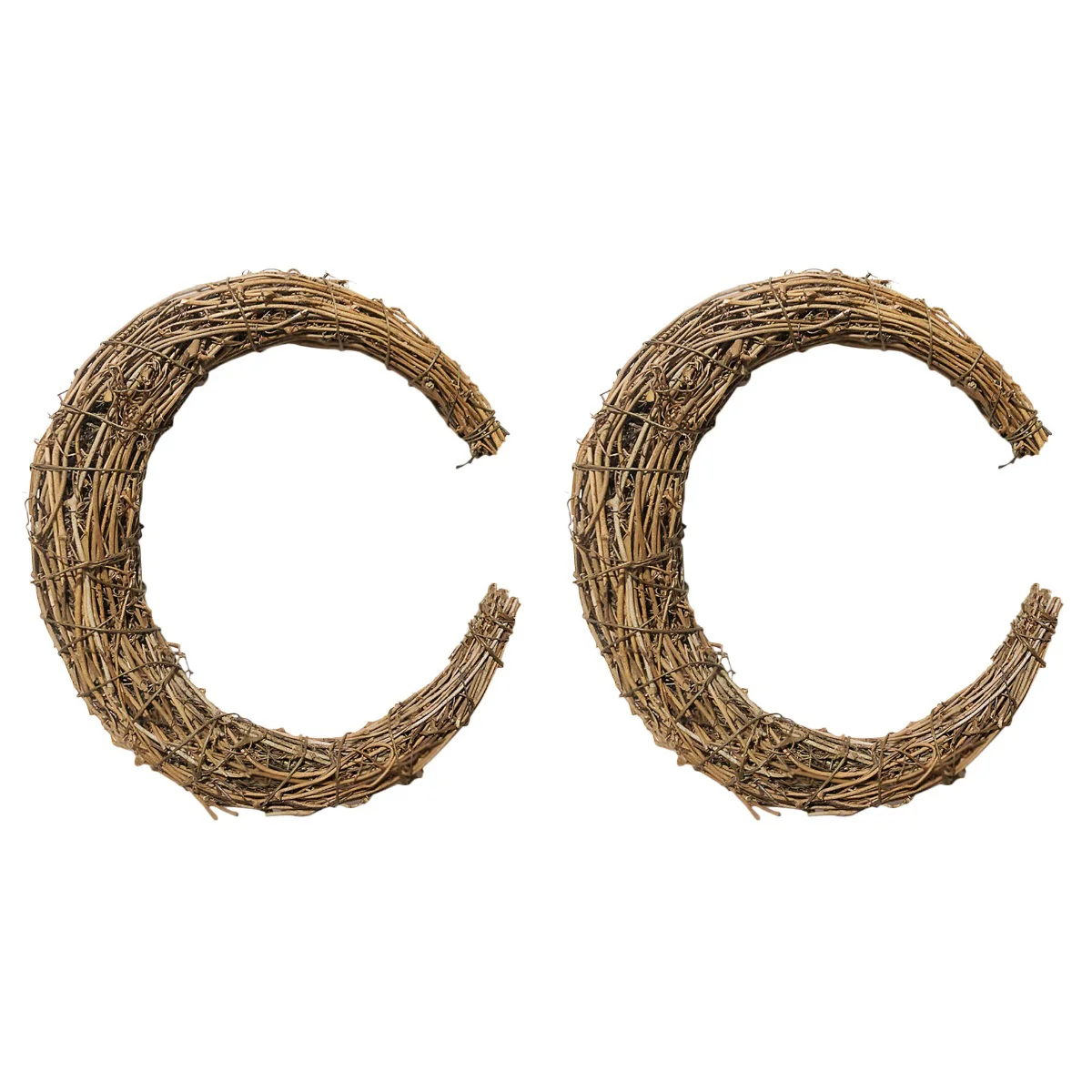

2pcs Wreath Rattan DIY Moon Shape Wreath Rattan Ring Dream Catcher DIY Rattan Ring