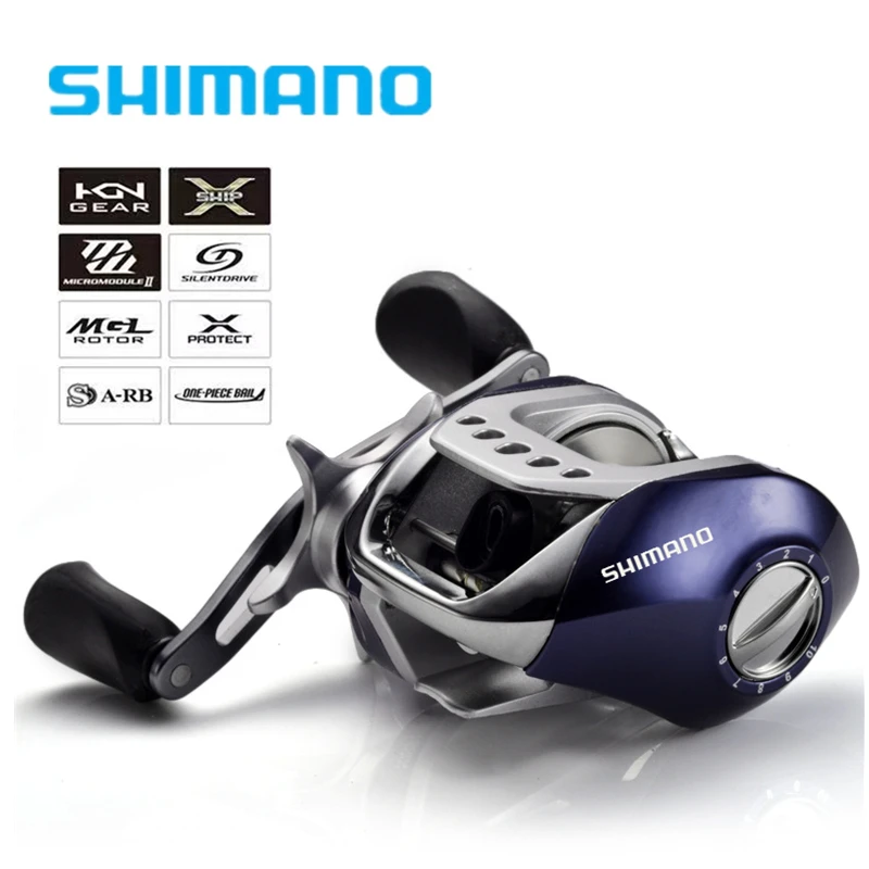

Original Shimano Baitcasting Fishing Reels Gear Ratio 7.5:1 Max Drag 10kg Baitcast Reel Fishing Metal Light Spool