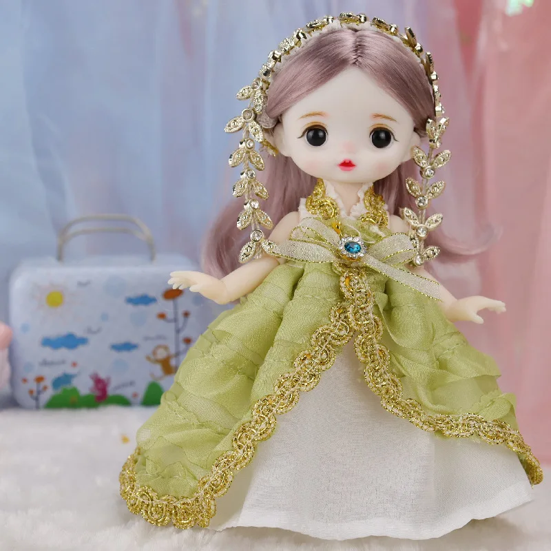 

16cm BJD Exquisite Doll 12 Points Princess Doll Set 13 Joints Movable 3D Eyes Girl Play House DIY Toy Children's Birthday Gift