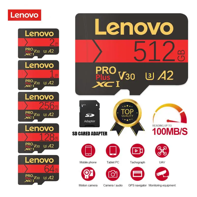

Оригинальная карта памяти Lenovo Pro 64 ГБ 128 ГБ 1 ТБ 256 ГБ 512 ГБ SD микро-карта TF карта класса 10 C10 профессиональная флэш-карта для камеры