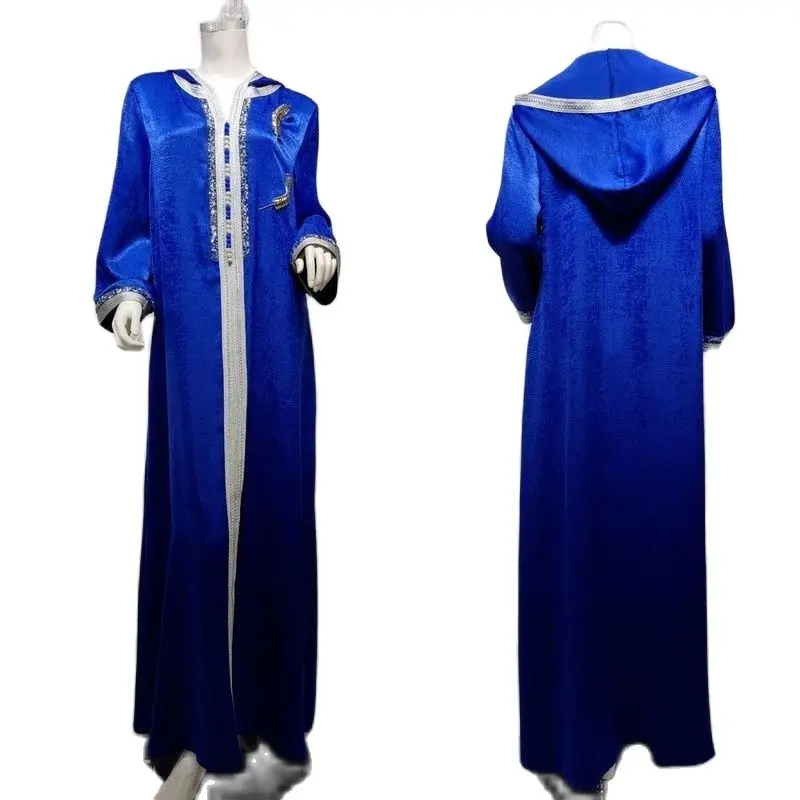 2022 Ramadan Mubarak Abayas For Women Dubai Muslim Hooded Dress Jalabiya Kaftan Moroccan Turkish Evening Gown Islam Clothing