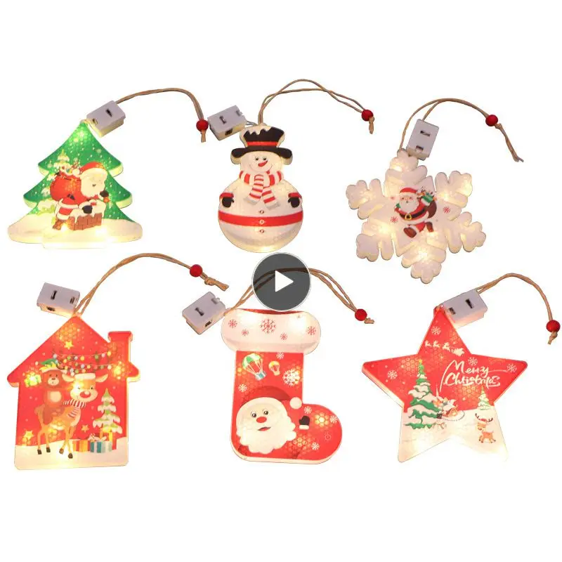 

Wall Mounted Christmas Pendant Led Snowflake Lantern Transparent Doll Lamp Glow Party Dressing Lovable String Lights /set