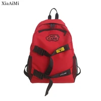 fashion street style cool backpack student outdoor leisure sports skateboard backpack couple red black travel bag