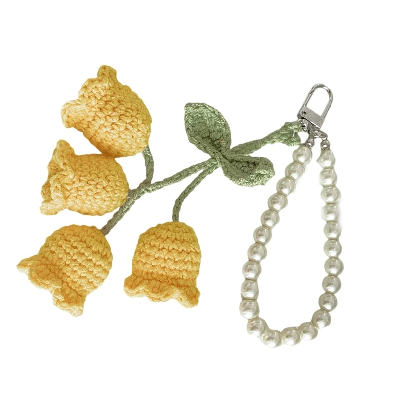 Стильный брелок с вязаным цветком подвеска вязаный кулон для ключа или рюкзака
