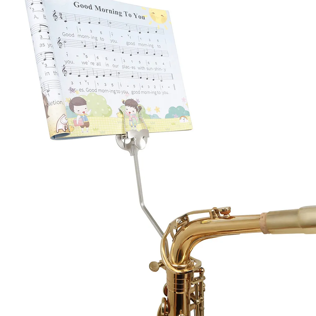 

Music Stand Saxophone Clip Musical Sheet Holder Marching Instrument Clamp Durable Steel Short Clamp-On Portable