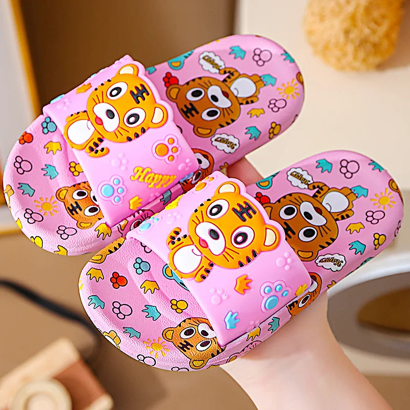

Cute Animal Tiger Slippers Child Girls Boys Indoor Non-slip Slides Kids Printing Summer Beach Shoes
