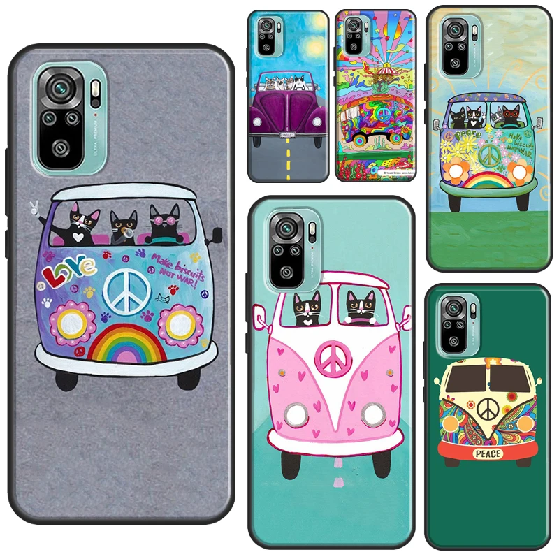 Чехол Hippy Peace Bus Cat для Xiaomi Redmi Note 11 Pro 10 9 8 11S 9S 10S чехол 9A 9C 9T |