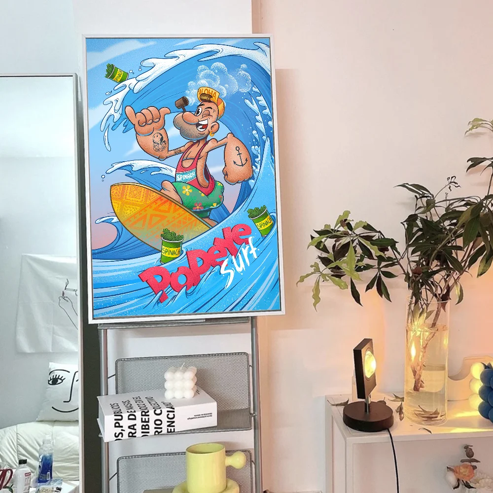 Cute Cartoon P-Popeye Classic Vintage Posters Waterproof Paper Sticker Coffee House Bar Home Decor