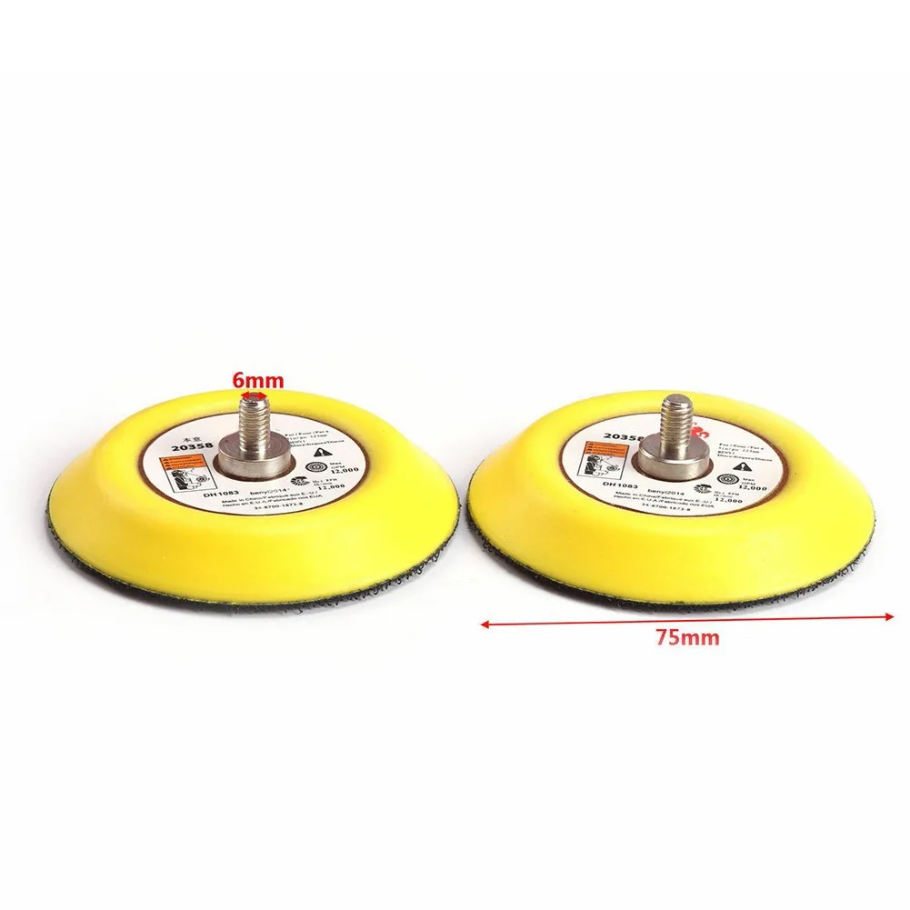 2pcs 75mm/3inch Sanding Polishing Backing Pad Hook And Loop Sander Backing Pad Hand M6 Thread For Air Sander Power Tools
