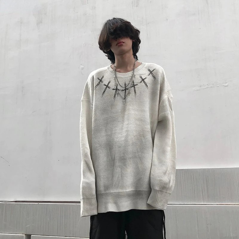 

Korean simplicity Gothic printed hoodie Fashionable personality y2k loose men and women street hip-hop vintage hoodie top