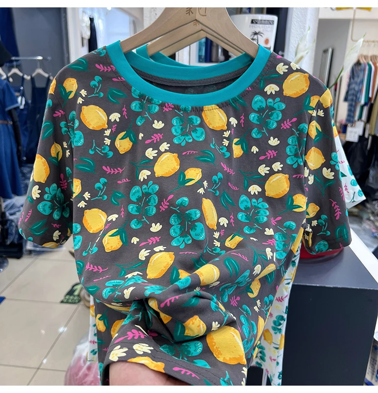

2022 Printed Short-Sleeved T-shirt for Women Summer New Chic Floral Tee Top Ladies Street Casual All-Match T