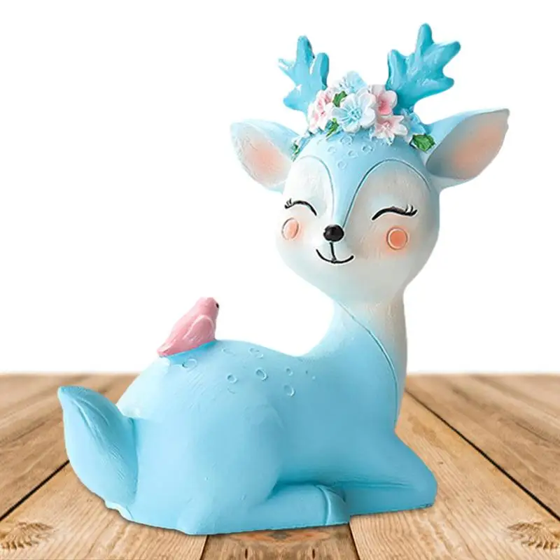 

Miniature Cartoon Deer Sculpture Resin Reindeer Statue Home Decor Reindeer Ornaments Miniature For Car Home Office Tabletop