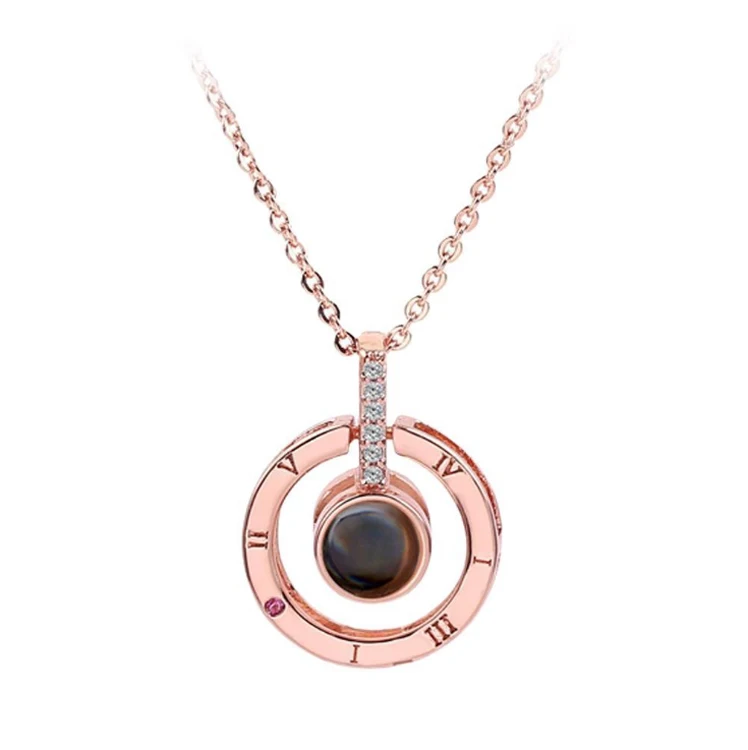 

100 Language I Love You Crystal Rhinestone Fashion Pendant Projection Necklace