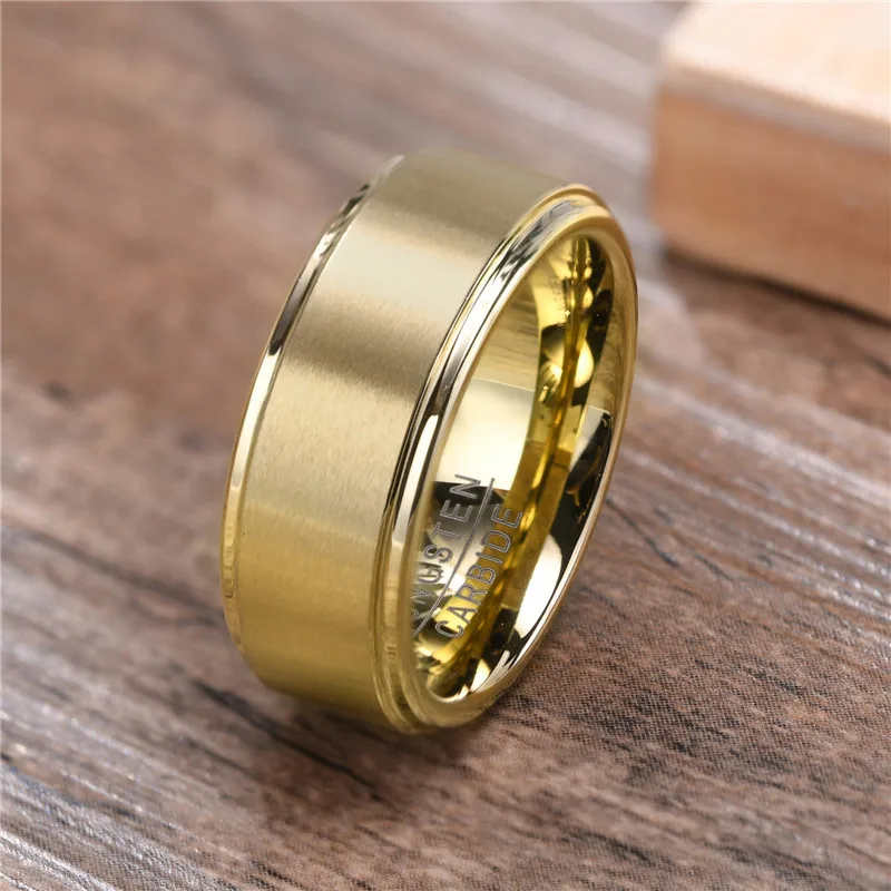 

LETAPI 8mm Gold Color Tungsten Ring for Men Women Classic Wedding Engagement Couple Jewelry Wholesale
