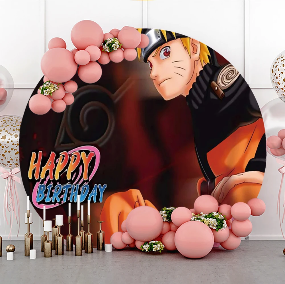 Uzumaki Narutoed Ninja Anime Round Shape Party Backdrops Polyester Cloth Photo Backgrounds Baby Shower Birthday Party Wall Decor images - 6