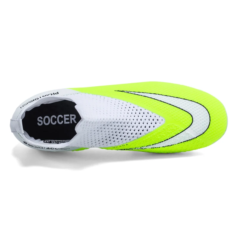 2022 White Green Slip-on Professional Football Boots Men Women Futsal Cleats Large Size 47 48 FG/TF Society Soccer Shoes for Men