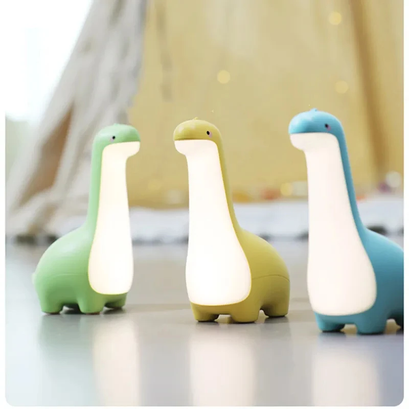 

Cute Dinosaur LED Night Light for Kids Children Gift Touch Switch Bedroom Table Lamp USB Rechargeable Baby SleepingTimming Light