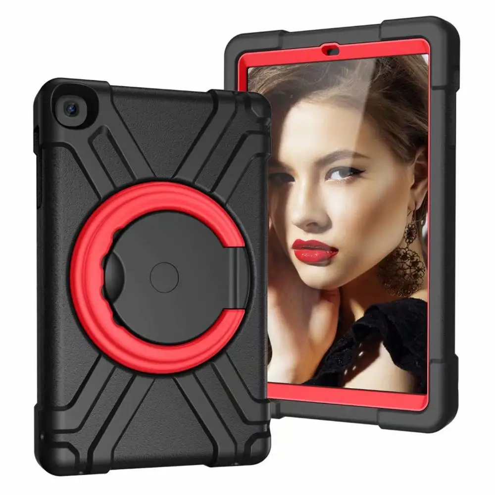 

Advanced Silicon handle Case for Samsung Galaxy Tab A 10.1 2019 SM-T510 SM-T515 Cases 360 degree rotating Stand Kids cover+ Film