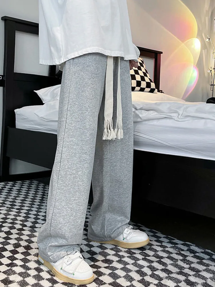 

SYUHGFA Men's Wide Leg Pants 2022 Autumn New Woven Rope Brand Hip Hop Oversized Fashion Streetwear Sweatpants Male Trousers