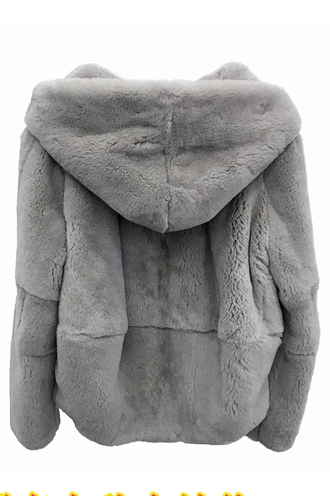 2022 full fur natural real rex fur coat women's winter clothing short hoodie long-sleeved jacket outerwear oversize coat