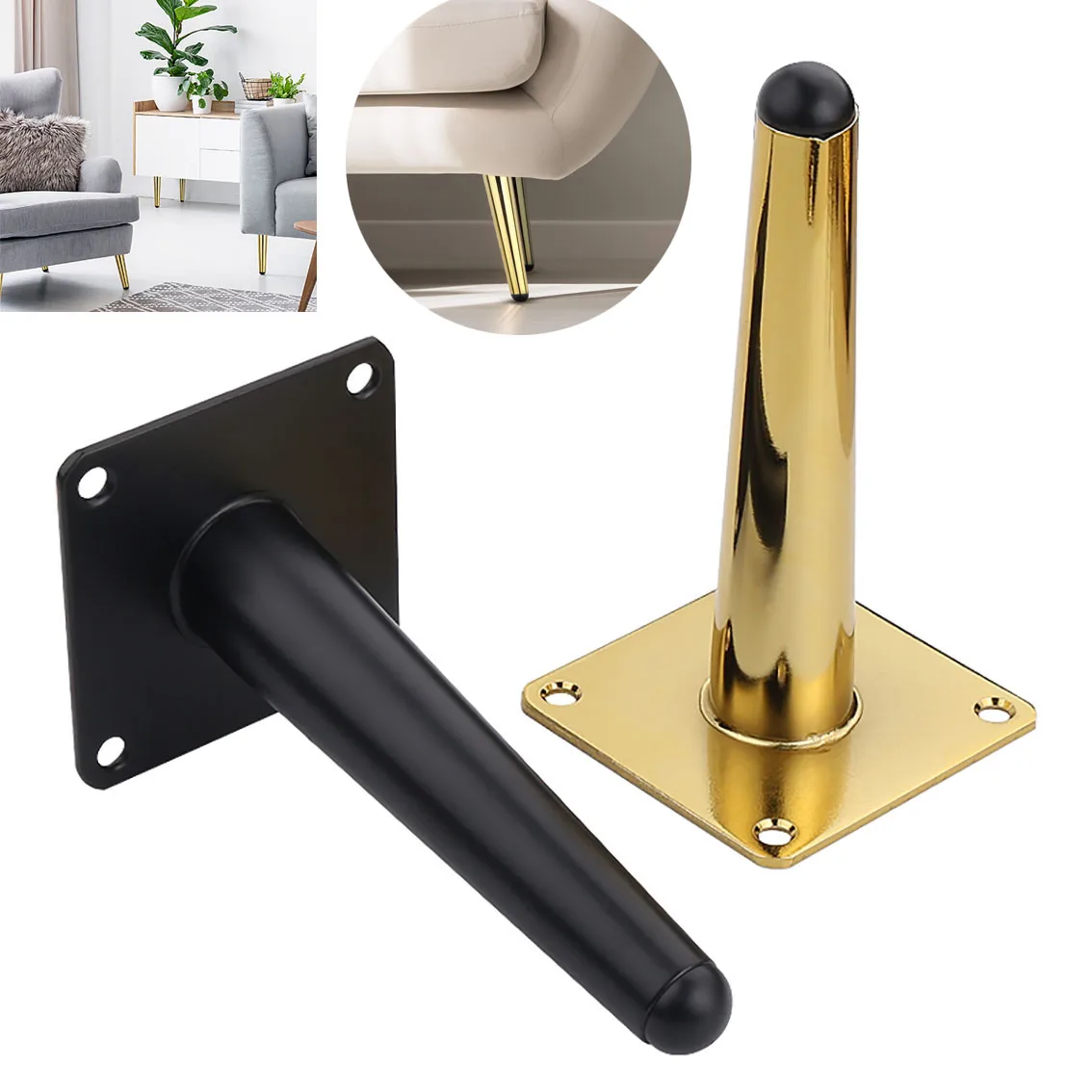 1Pcs Furniture Legs Metal Tapered Sofa Cupboard Cabinet Furniture Table Leg Sideboard Wardrobes Feet High 100/120/150/200-300mm
