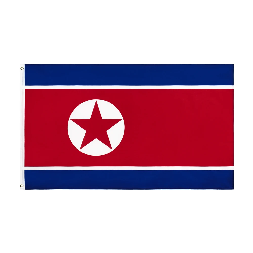 

Флаг Северной Кореи яркий цвет красный и синий флаг пентаграммы NK корейские государственные флаги полиэстер двойная строчка с латунными Люверсами