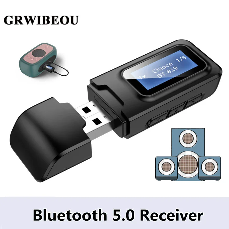 

Bluetooth 5.0 Receiver Transmitter Wireless Audio Adapter With EDR LCD Display 3.5MM 3.5 AUX for Car PC Headphones MicTV