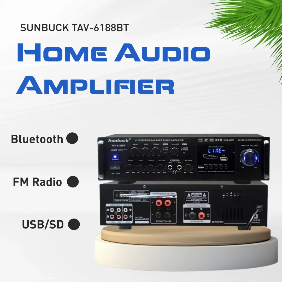 Фото 6188BT Bluetooth аудио усилитель 12 В 220 В 326BT цифровой стерео усилитель с поддержкой входа микрофона USB SD FM AUX для домашнего автомобиля №1
