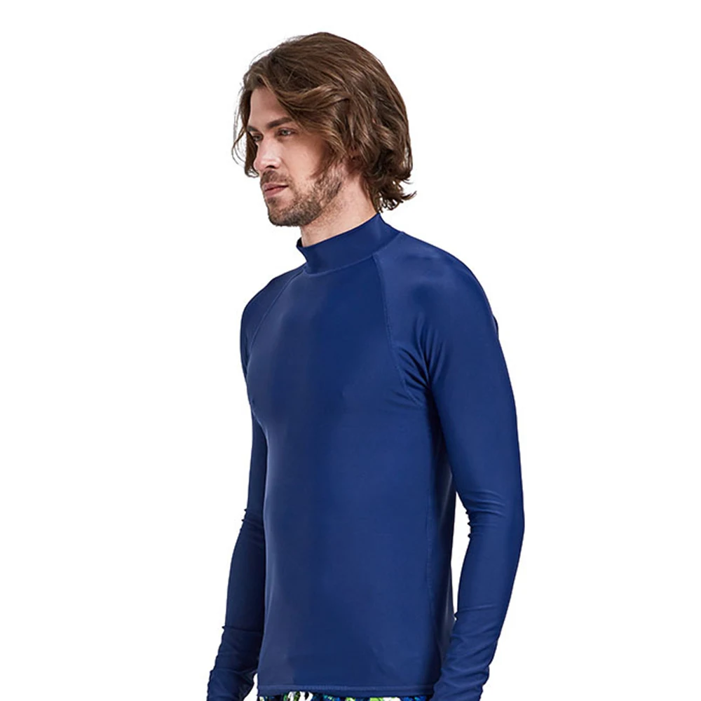 Fashion Men's Split Elastic Comfortable Solid Color Shirt Long-Sleeve Surfing Top Sunscreen Quick-Drying Beach Swim Surfing Top