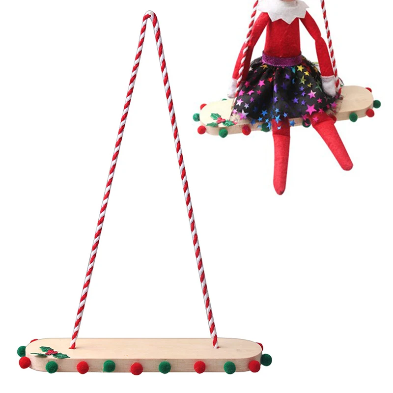 

1:12 Dollhouse Miniature Simulation For Christmas Bookshelf Elf Doll Swing DIY Dolls Accessories Wood Christmas Dollhouse Decor
