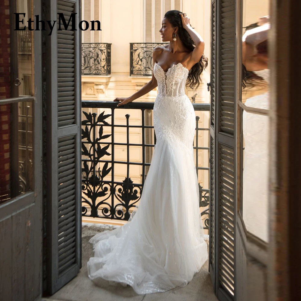 

Женское свадебное платье с юбкой годе, V-образным вырезом и молнией