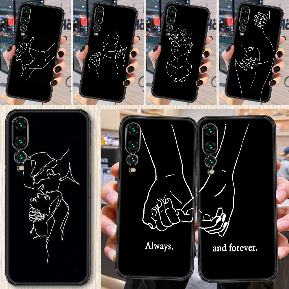 Чехол для телефона Art Line с рисунком палочной фигуры для Huawei P Mate P10 P20 P30 P40 10 20 Smart Z Pro Lite черный мягкий бампер.