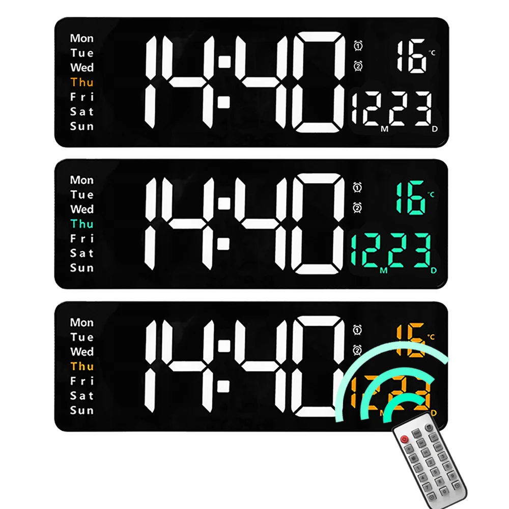 

Nordic Style Large Screen Display LED Clock Remote Control Electronic Digital Clock for Living Room Bedroom Wall Clock Decor