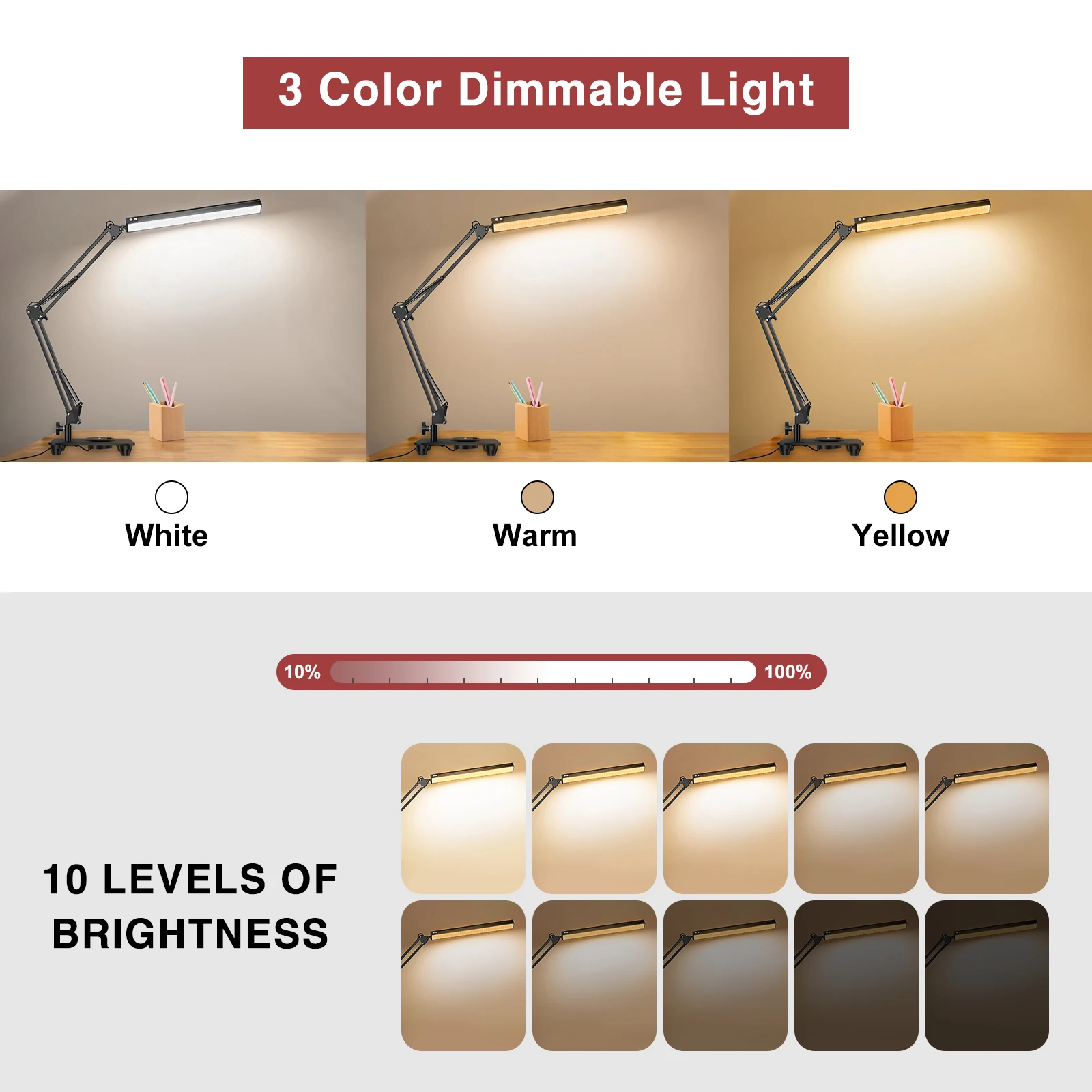 NEWACALOX Светодиодная настольная лампа с беспроводным зарядным устройством