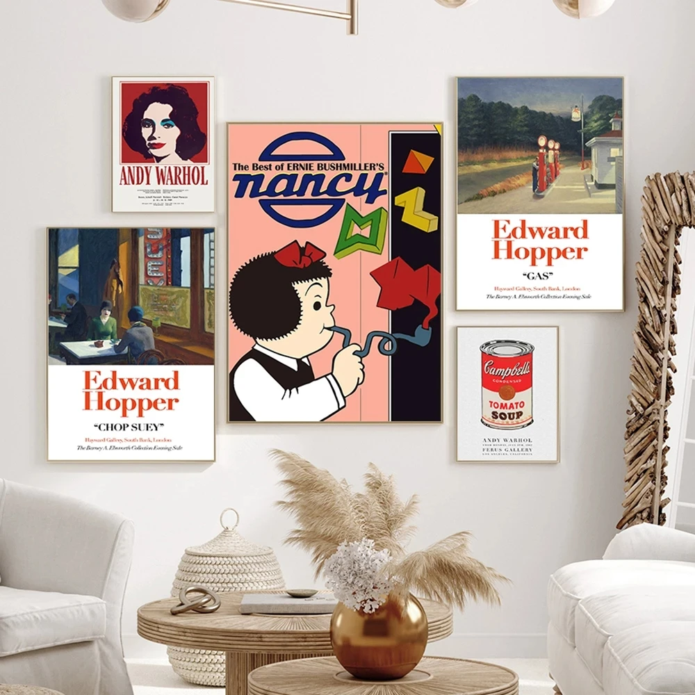 

Andy Warhol Exhibit Poster Artwork Elizabeth Taylor Red Woman Art Canvas Painting Comic Can Cartoon Girl Living Room Home Decor