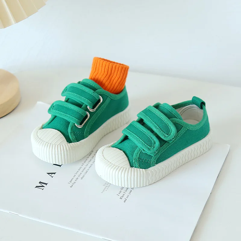 

Autumn Spring Children Canvas Shoes Baby Cute Candy Color Casual Shoes Girls Double Hook Design Sneakers Boys Walking Shoes