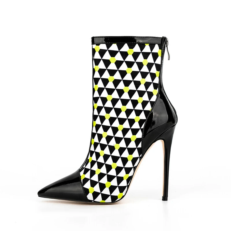 

Женские блестящие ботинки с острым носком, большие размеры 35-45