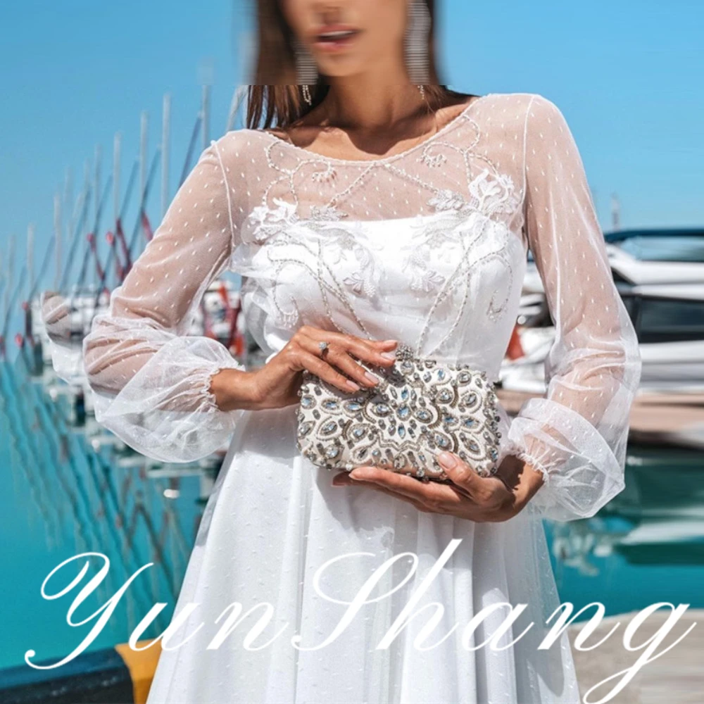 YunShang очаровательный элегантный свадебный халат длиной до колена с длинными