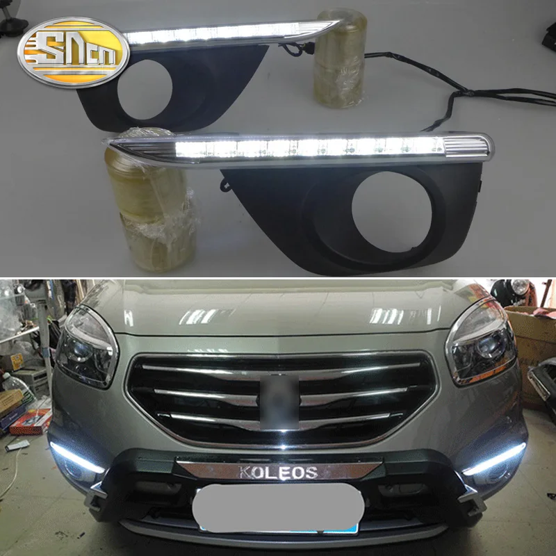 

For Renault Koleos 2011 - 2014 Super Brightness Waterproof ABS Car DRL 12V LED Daytime Running Light With Fog Lamp Cover SNCN