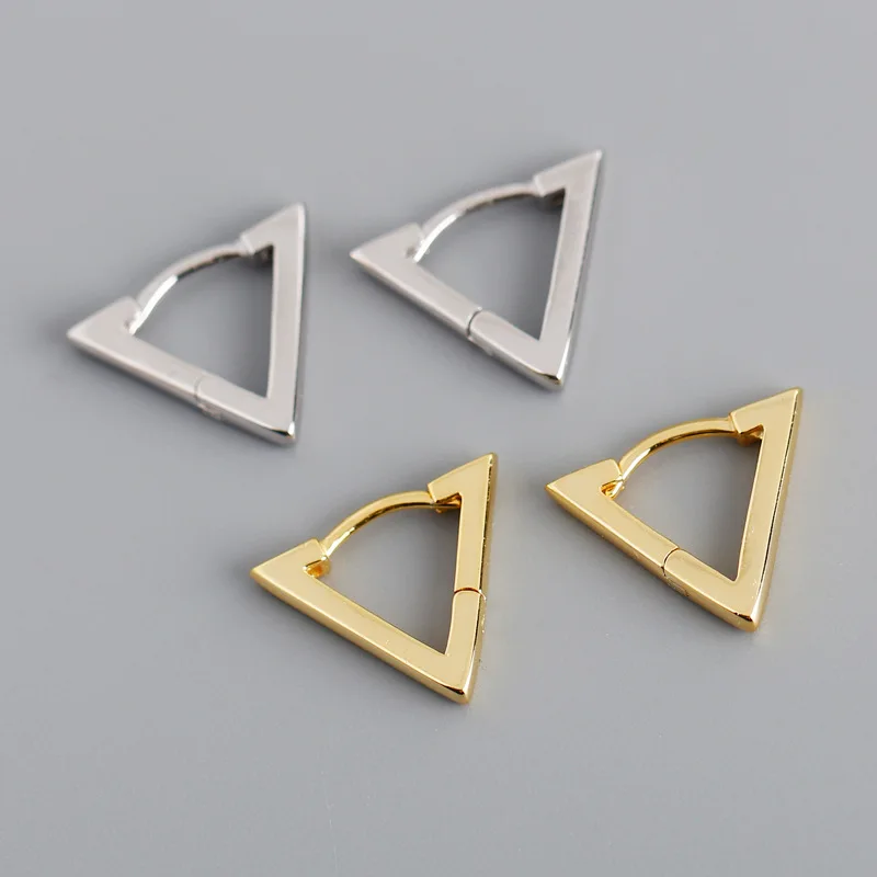 

European American Fashion Simple Triangle Stud Earrings for Girls Gold Silver Korean Silver 925 Jewelry Earrings for Women