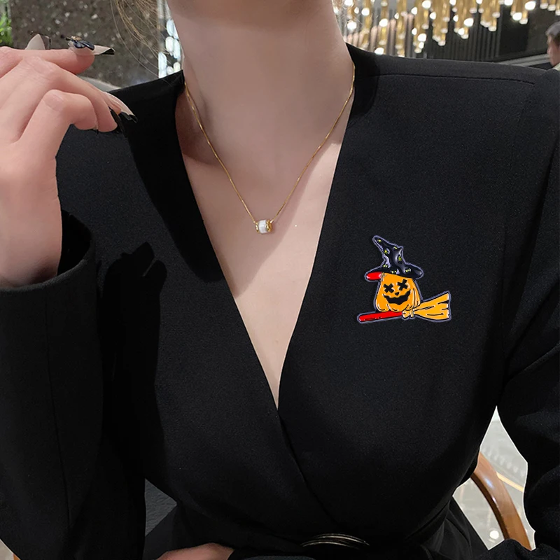 Эмалированные броши в виде тыквы призрака волшебника шляпы черепа летучей мыши