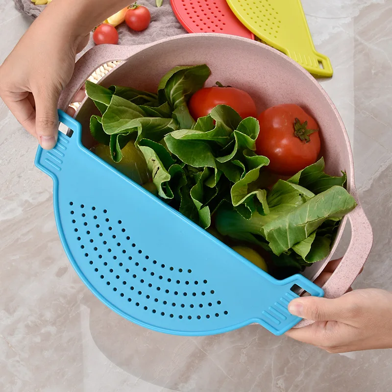 

Kitchen Accessories Plastic Drain Basket Wash Rice Filter Leakproof Baffle Funnel for Jars Kitchen Gadget Pot Side Drainer