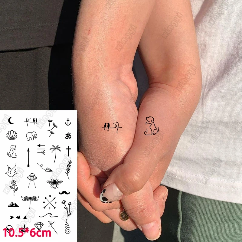 Small Pattern Temporary Tattoos for Men Adults Cute Elephant Dog Bird Water Transfer Fake Tattoo Sticker Arm Body Tatoos Women