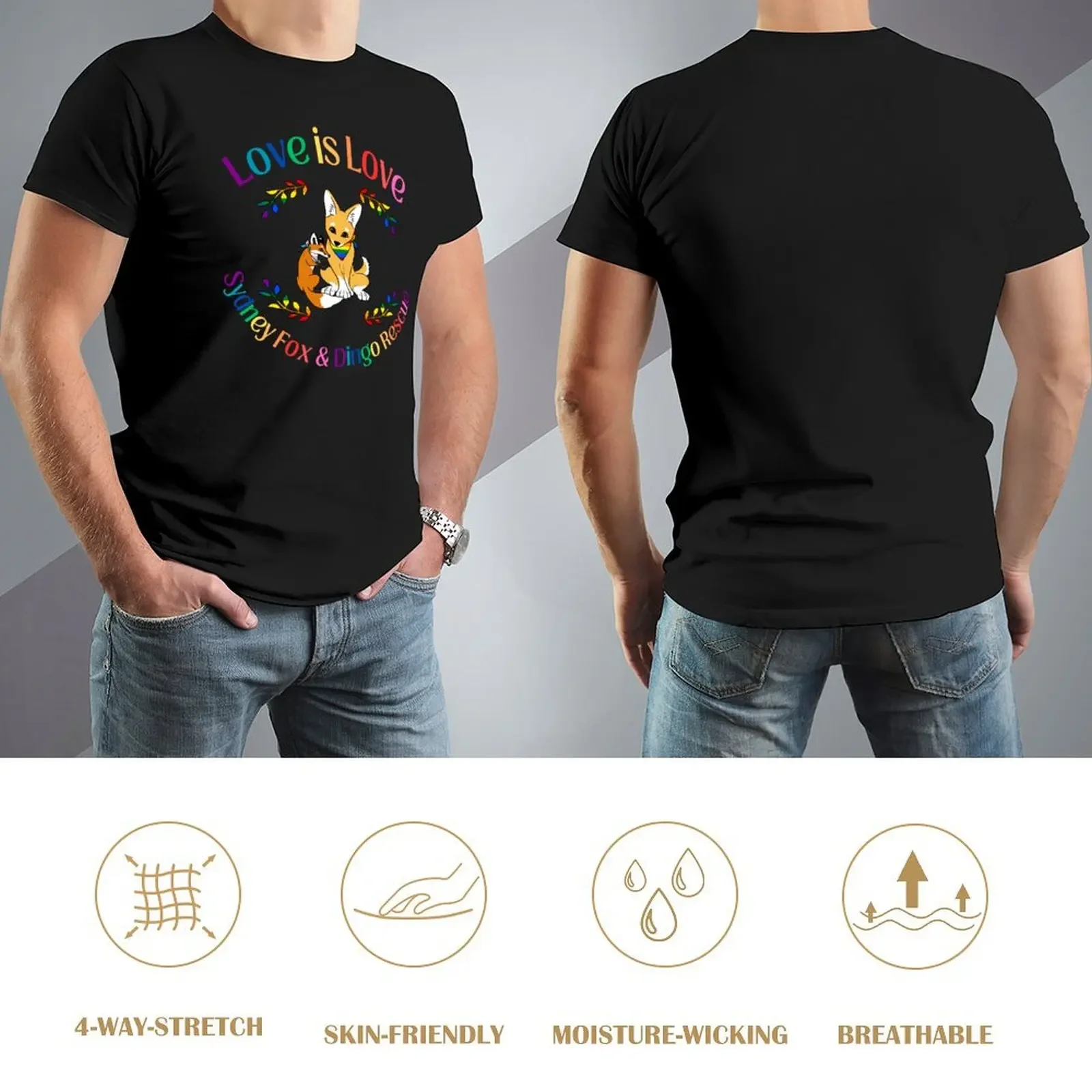 Фото Love is Love Pride Fox and Dingo Rescue Design футболка спортивные фанаты аниме вещи мужские футболки №4