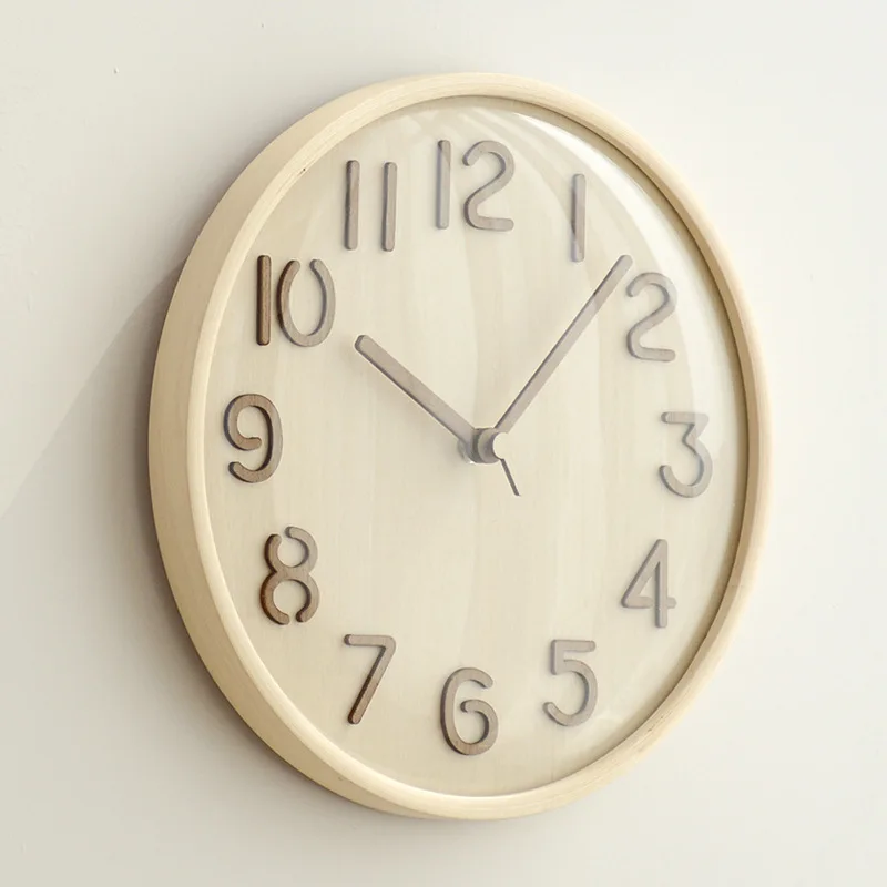 

MOMO Japanese Style Solid Wood Silent Wall Clock Bedroom Hanging Wall Decoration Clock 3D Living Room Log Clock