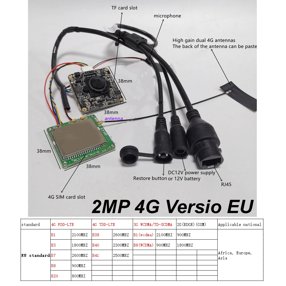 Фото DIY 5MP EU 3G 4G SIM Lte IP-камера Модуль 1920P 1080P 2MP 5MP Mini 4G Hole Covert Audio TF Card Slot CCTV Камера наблюдения №4